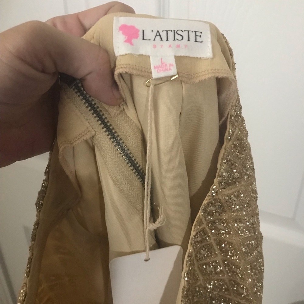 l’atiste Gold Glitter Pencil Skirt-size L - Picture 8 of 9